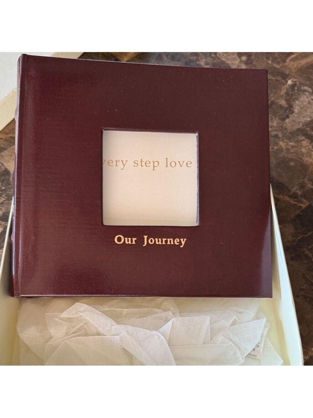 Burgundy Photo Album with Gold Text